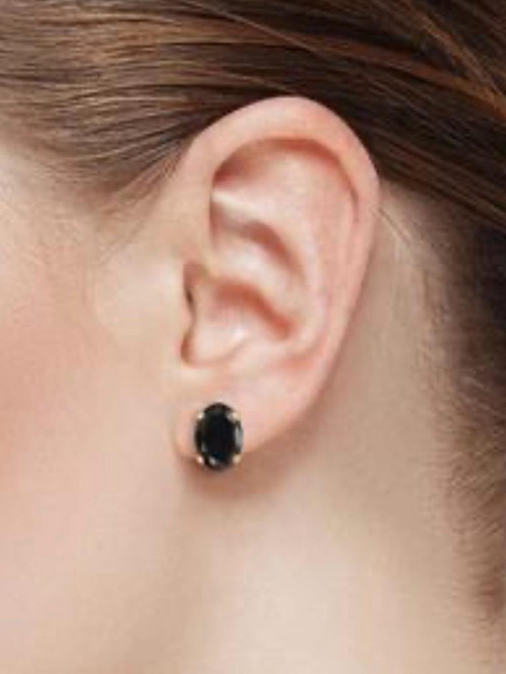Classic Black Oval & Solid 925 Sterling Silver Stud Earrings 6x4MM